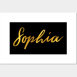 Sophia Name Hand Lettering in Faux Gold Letters Posters and Art